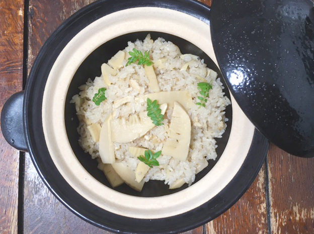 japanese food in handmade ceramic